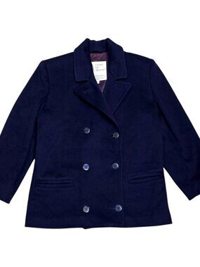 LONDON FOG Maincoats Vintage Retro Blue Business Winter Pea Coat Womens 6 Petite